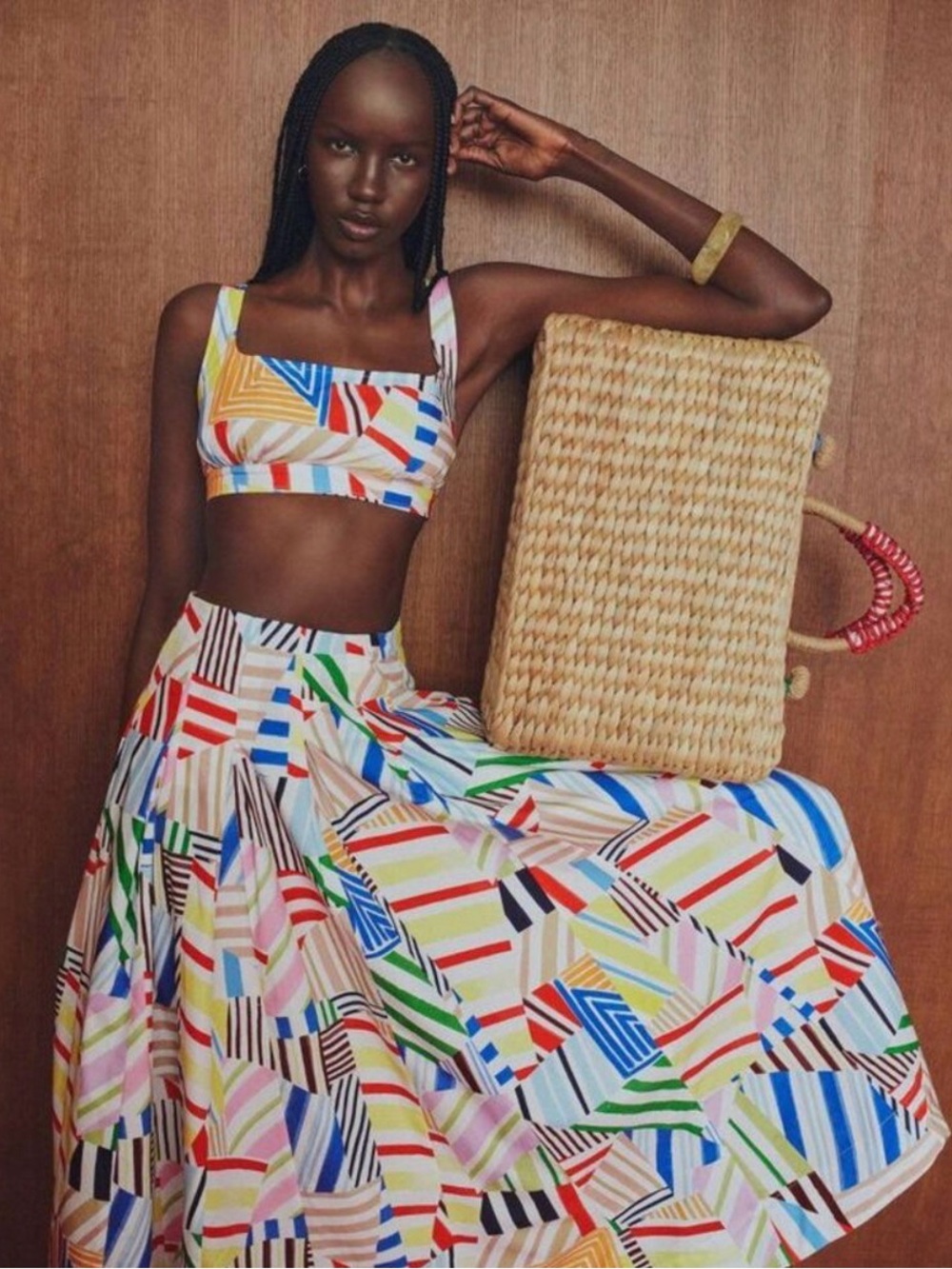 Multicolor Geometric Print Maxi Skirt NWT size 4